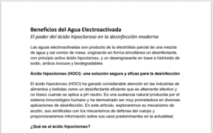 Agua electroactivada en desinfeccion moderna